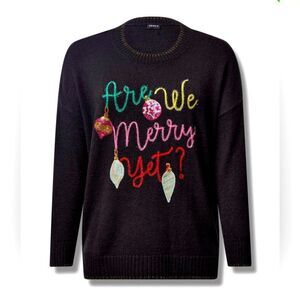 Torrid Christmas Tunic Black Colorful Sequin Sweater "Are We Merry Yet" 1X